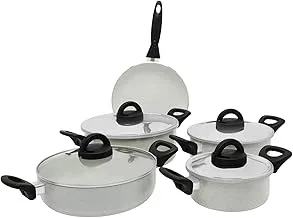 Trust Granite Coated Non stick Cookware Set of 9pcs Off white, KR44RW, Casserole, Low Casserole, Fry Pan (KR44RW)