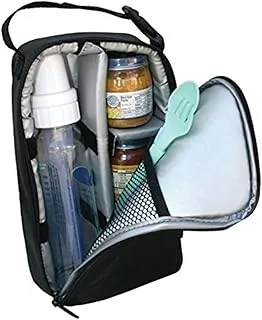 JL Childress Pack 'N Protect ، حقيبة تبريد معزولة لزجاجات الأطفال الزجاجية وحاويات الطعام ، السفر والحماية أثناء التنقل ، أسود