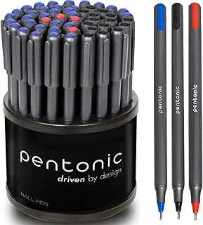 Linc Pentonic Premium Ball Point Pen, 50-Count, Black, Blue & Red