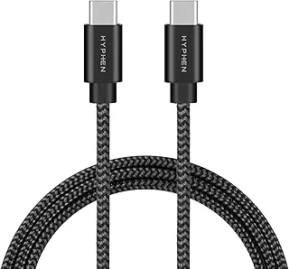 HYPHEN Type C to Type C Fast Charging Cable 100W - 1M | High-Density Braided Cable | Supports PD fast charge and sync | High Durability and Tough Build Cable | Compatible with Type C Devices_Black