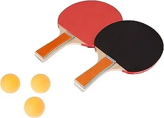 MORIKUS 2 Table Tennis Rackets Set Solid Wood Ping Pong Paddle Set with 3 Balls Table Tennis Playset (2 Racquets & 3 Balls)
