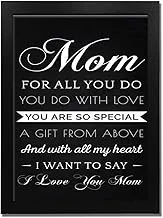 MOTHER'S DAY - love you mom - BLACK - Wooden Frame with Glass - Printed Poster Tableau wall art BZL