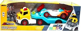 سيارة سباق D-Power DIY Smart Wheels مع شاحنة للأطفال | مجموعة ألعاب بناء السيارة | مجموعة 2 في 1، مقياس 1:24