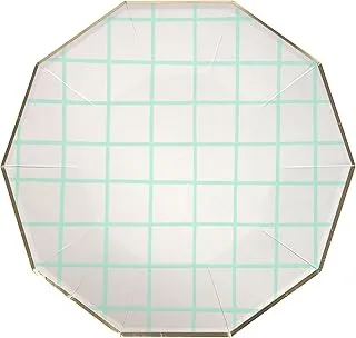 Meri Meri Mint Grid Plates 8 Pieces, Large
