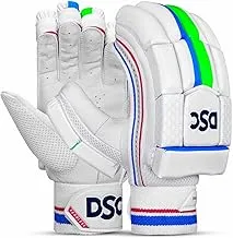 DSC Intense Shoc Leather Cricket Batting Gloves, Youth Left (White Turquoise)