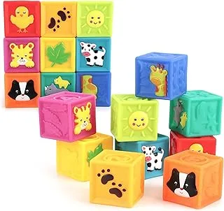 MOON Baby Stacking Blocks- Sensory Toys Set - Textured Balls, Number Block Cubes & Animal Toys for Toddlers