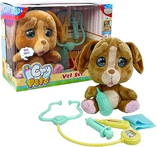 Giochi Preziosi - Emotion Pets Cry Pets Veterinarian Deluxe Interactive Plush Set, 22 cm, Mtc01000, Multicolor