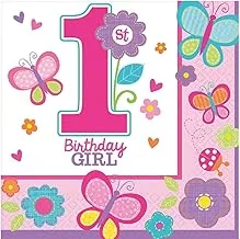 Sweet 1st عيد ميلاد البنات مناديل غداء 36 قطعة