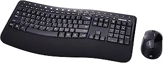 Microsoft Wireless Comfort Desktop 5050 ، لوحة مفاتيح باللغتين الإنجليزية والعربية مع ماوس - لون أسود - [PP4-00018]