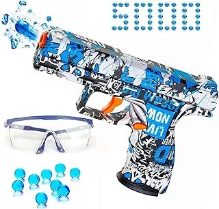 Joyzzz Blaster Pistol Gun, Small Manual Ball Blaster with 5000 Water Beads, Splatter Ball Gun Toy for Outdoor Activities Team Game, Eco-Friendly Splat Gun for Adult and Kids Ages 12+ (Blue)