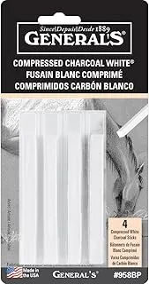 General Pencil Compressed Charcoal Set, White, 4/Pkg.