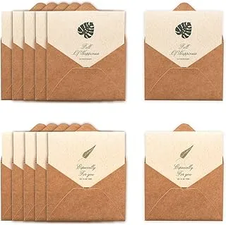 KASTWAVE greeting card, Vintage Envelope Greeting Card, Kraft Paper Greeting Card, Envelope Greeting Cards with Sealing Stickers, DIY Retro Kraft Paper, Customized Greeting Cards (12PCS)