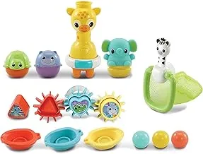 مجموعة حمام VTech 6 في 1 ، لعبة حوض الاستحمام مع أكثر من 10 ملحقات بما في ذلك قوارب التراص والربط ، فارز الأشكال ، إصدار اللغة الإنجليزية