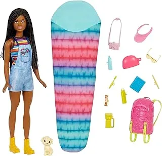 Barbie It Takes Two “Brooklyn” Camping Doll with Puppy & 10+ Accessories, 3 to 7 Years , Black