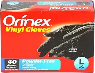 ORINEX BLACK VINYL GLOVES POWDER FREE (L)40 PCS