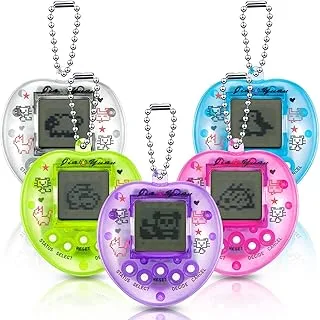 5 Pcs Virtual Pets Keychain for Kids Electronic Digital Pets Keychain 168 Pets Retro Handheld Game Machine