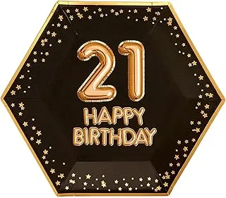 Glitz & Glamour Black & Gold Plate - Large - Age 21