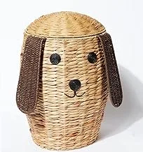 Ayra Ethnic Water Hyacinth Woven Laundry Basket with Lid | Versatile Storage Hamper with Handles | Basket Storage Ideal for Bathroom, Bedroom, Utility Room | Basket Organizer for Clothes,Toys & Towels