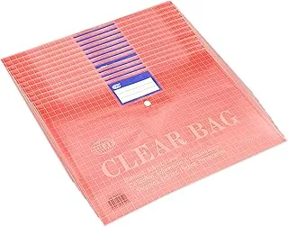 FIS Pack of 12 Pieces Clear Bag With Name Card Pocket Red/White