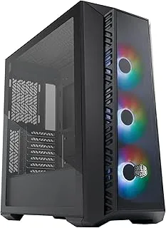 جراب Cooler Master MasterBox 520 Mesh PC - هيكل ATX برجي متوسط ​​مع 3 × مراوح مثبتة مسبقًا ، تكوينات تدفق هواء متعددة ، لوحة أمامية شبكية ولوحة جانبية TG ، يتضمن وحدة تحكم ARGB - أسود