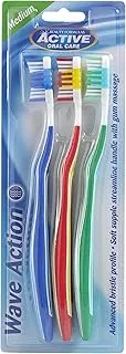 Beauty Formulas Active Oral Care Wave Action Toothbrush 3-Pieces, Assorted