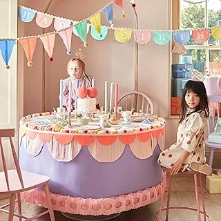 Meri Meri Happy Birthday Fabric Garland (Pack of 1). Garland Length is 7.5'. Measures 11' Including Excess Cord.