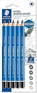 Staedtler Mars Lumograph Jumbo Art Drawing Pencils, Graphite Pencils In Assorted Grades, Set Of 5, 100J-S Bk5