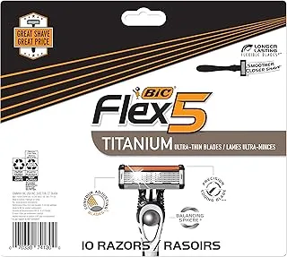 BIC Flex 5 Men's 5-Blade Disposable Razor, 10 Count