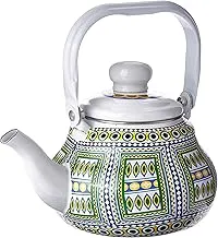 Al rimaya enamel kettle, 1.85 liter capacity, white/green