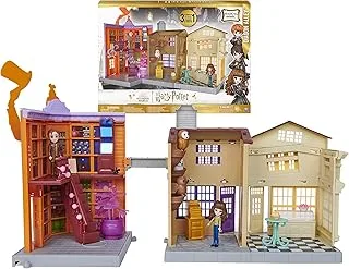 Wizarding World Harry Potter، مجموعة لعب Magical Minis Diagon Alley 3 في 1 مع أضواء وأصوات، شكلين، 21 ملحقًا، ألعاب أطفال للأعمار من 6 سنوات فما فوق
