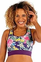 COEGA Ladies Swim Crop top-Pink Purple Tropics