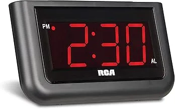 Rca ، أسود ، منبه رقمي كبير 1.4 بوصة