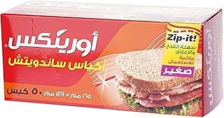 Orinex Zipper Sandwich Bags Small ,165 X 149, 50 Bags, Clear