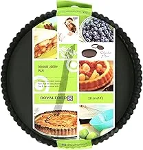 Royalford Non-Stick Quiche Pan - Durable Aluminum Material, Tin, Grey, Base Layer Non-Stick Baking Tin, Baking Dish, Kitchen Baking Gadget | Ideal for Creamy Cheesecakes, Chocolate Cakes & More