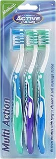 Beauty Formulas Active Oral Care Multi-Action Toothbrush 3-Pieces, Assorted