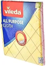 Vileda All Purpose Cloth Yellow/Pink/White 3Pieces - فيليدا قماش تنظيف متعددة الاستعمالات