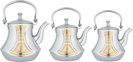 Tohamh 3 Pieces Stainless Steel Tea Kettle Set, 1.2/1.6/2.0 Liter, Silver,Gold
