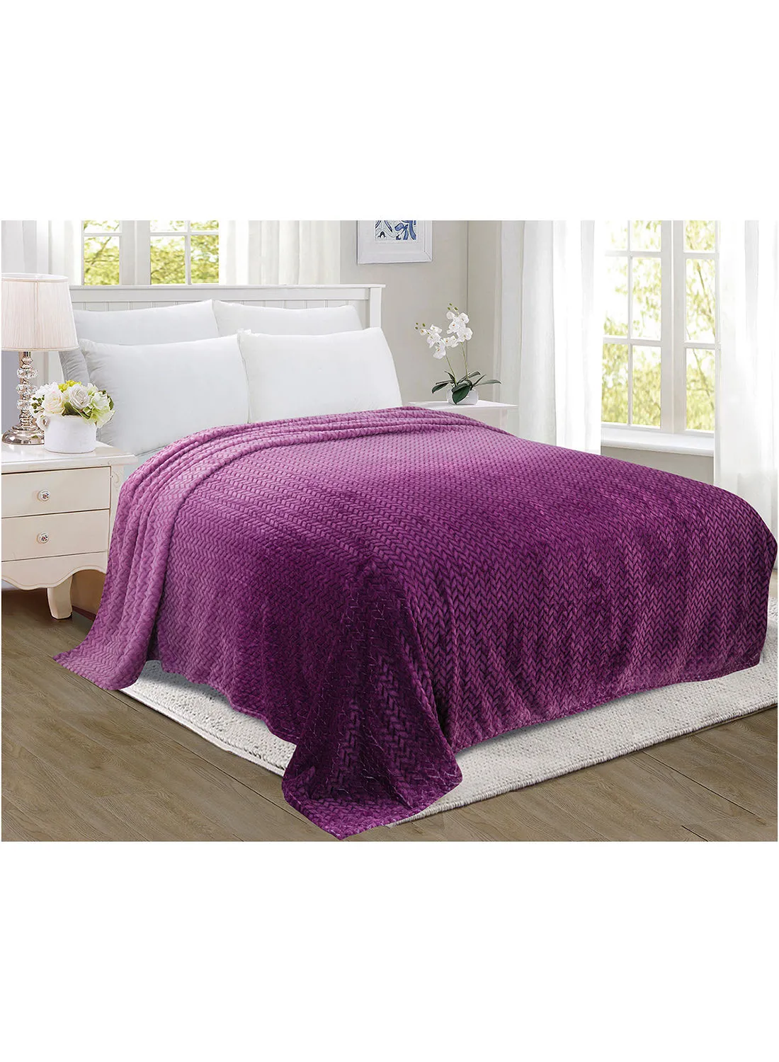 noon east Lightweight Summer Blanket Queen Size 280 GSM Jacquard Extra Soft Fleece All Season Blanket Bed And Sofa Throw  160 X 220 Cms Purple