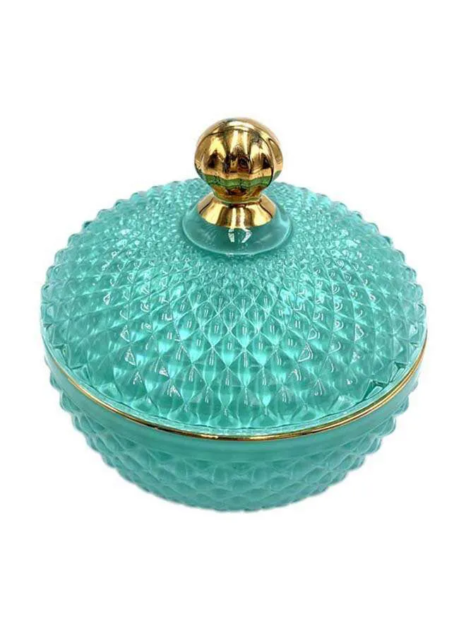 Amal Modern Stylish Glass Candle Jar With Lid Unique Luxury Quality Material For The Perfect Stylish Home Green/Gold 12 x 12cm