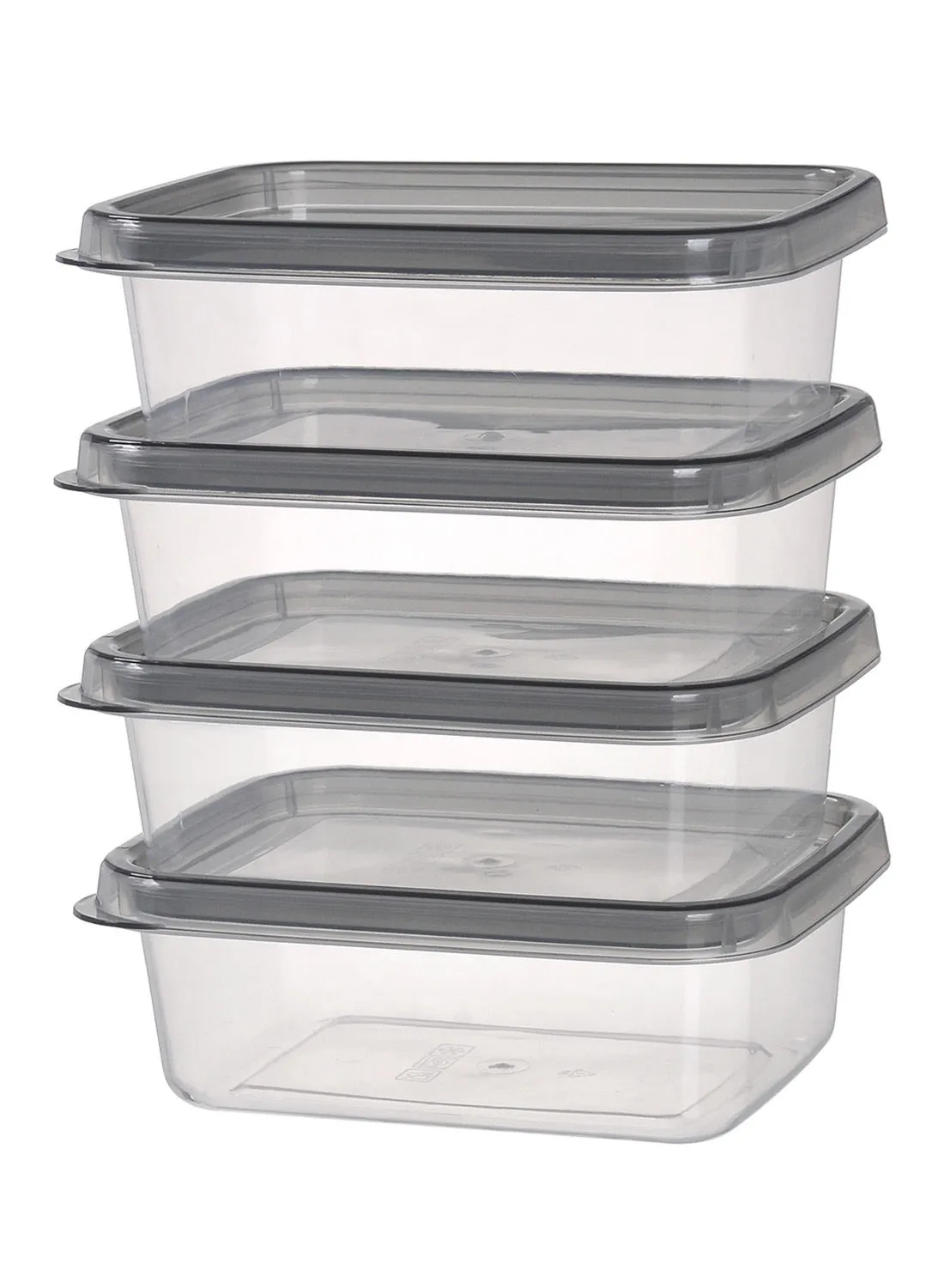 Amal 4 Piece Plastic Food Container Set - Spill Proof Lids - Food Storage Box - Storage Boxes - Kitchen Cabinet Organizers - Grey