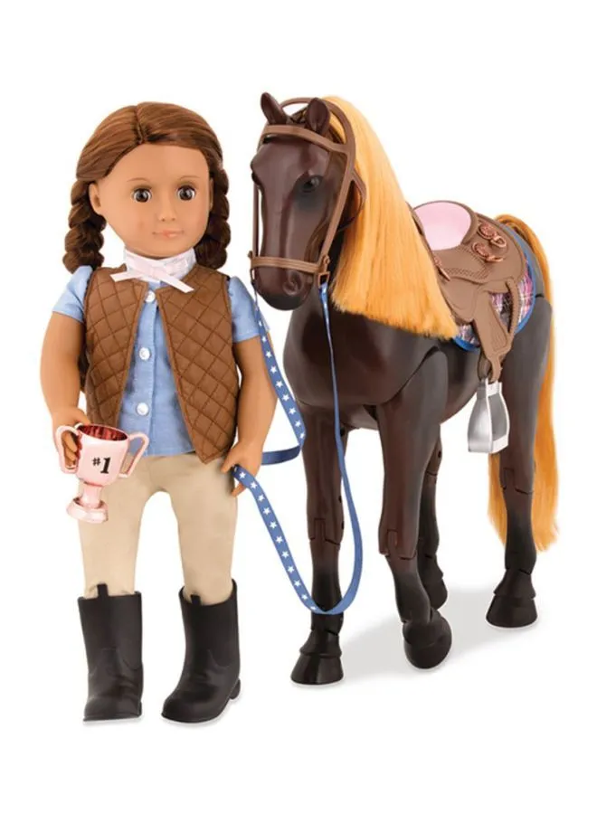 Our Generation Thoroughbred Poseable Horse Set- BD38037, Age 3+ Years 58.42x15.24x52.07cm
