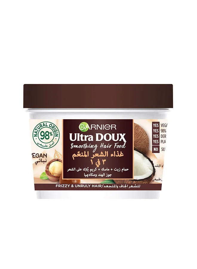 GARNIER Smoothing Hair food Coconut  and Macademia 3-In-1 Ultra doux   Mask White 390ml