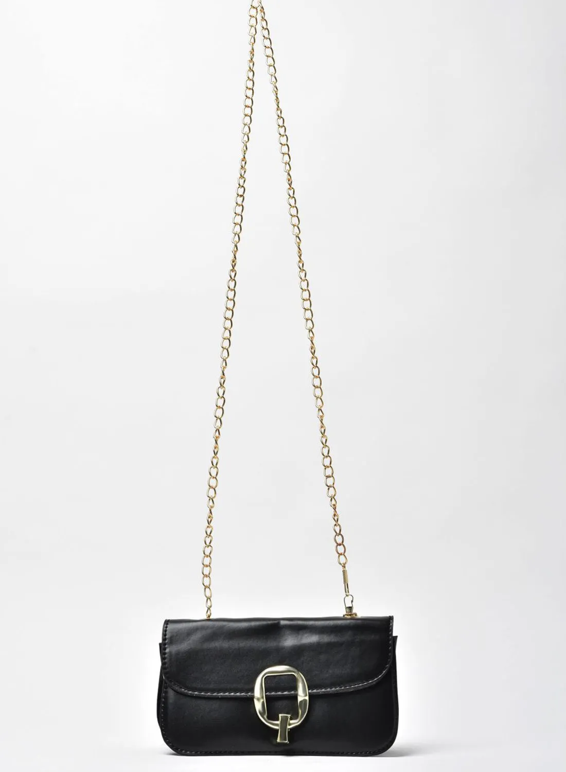 Jove Solid Pattern Chain Strap Crossbody Bag Black