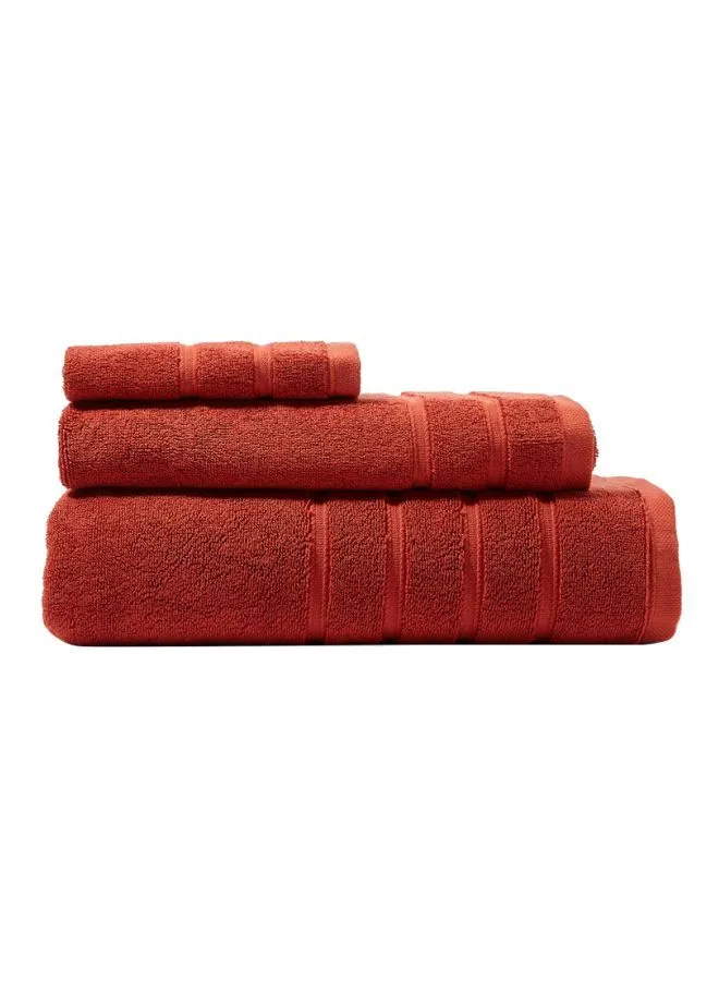 White Rose 3-Piece Vision Collection Towel Set Includes 1xBath Towel 70x140cm, 1xHand Towel 50x90cm, 1xFace Towel Red 33cmx33cm