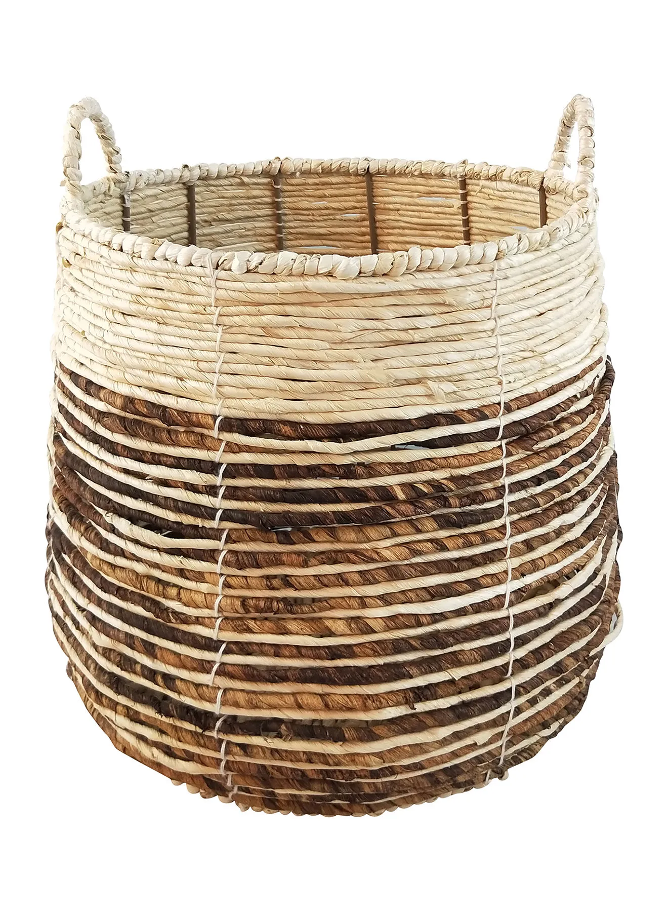 Amal Eco-Friendly Handmade Corn Hulls Laundry Basket WL2021 - 1027 White/Dyeing 30cm