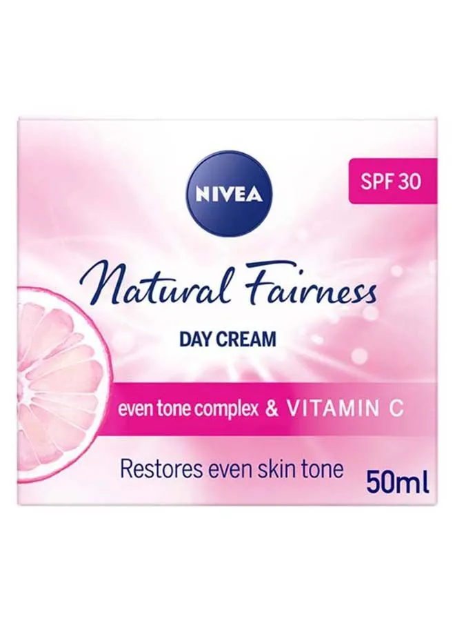 NIVEA Natural Fairness Day Face Cream, Even Tone Complex And Vitamin C, Spf 30, 50ml