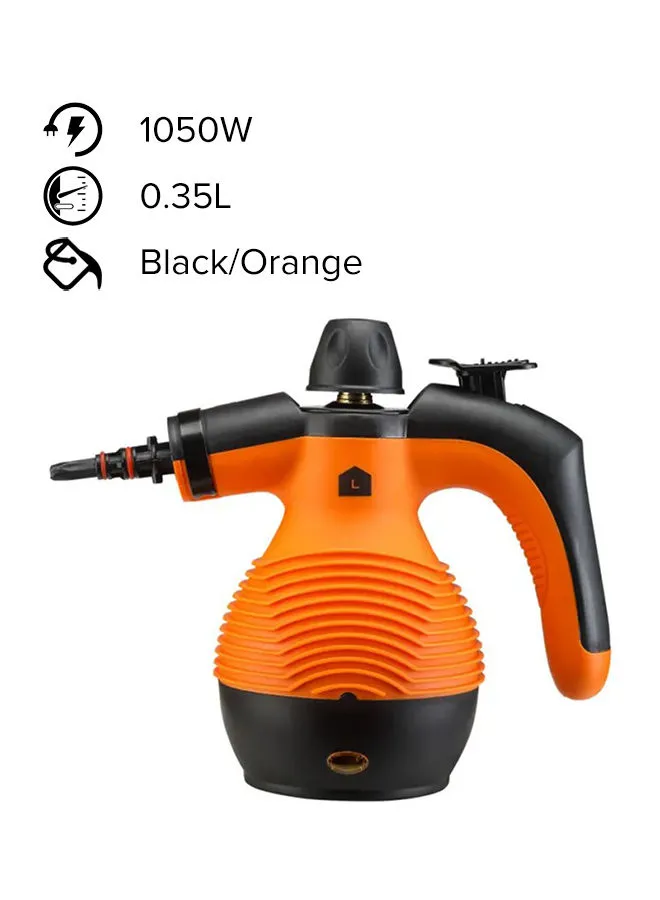 LAWAZIM 10-Piece Heavy Duty Handheld Steam Cleaner With Accessories 0.35 L 1050 W 05-5500-01 Black/Orange