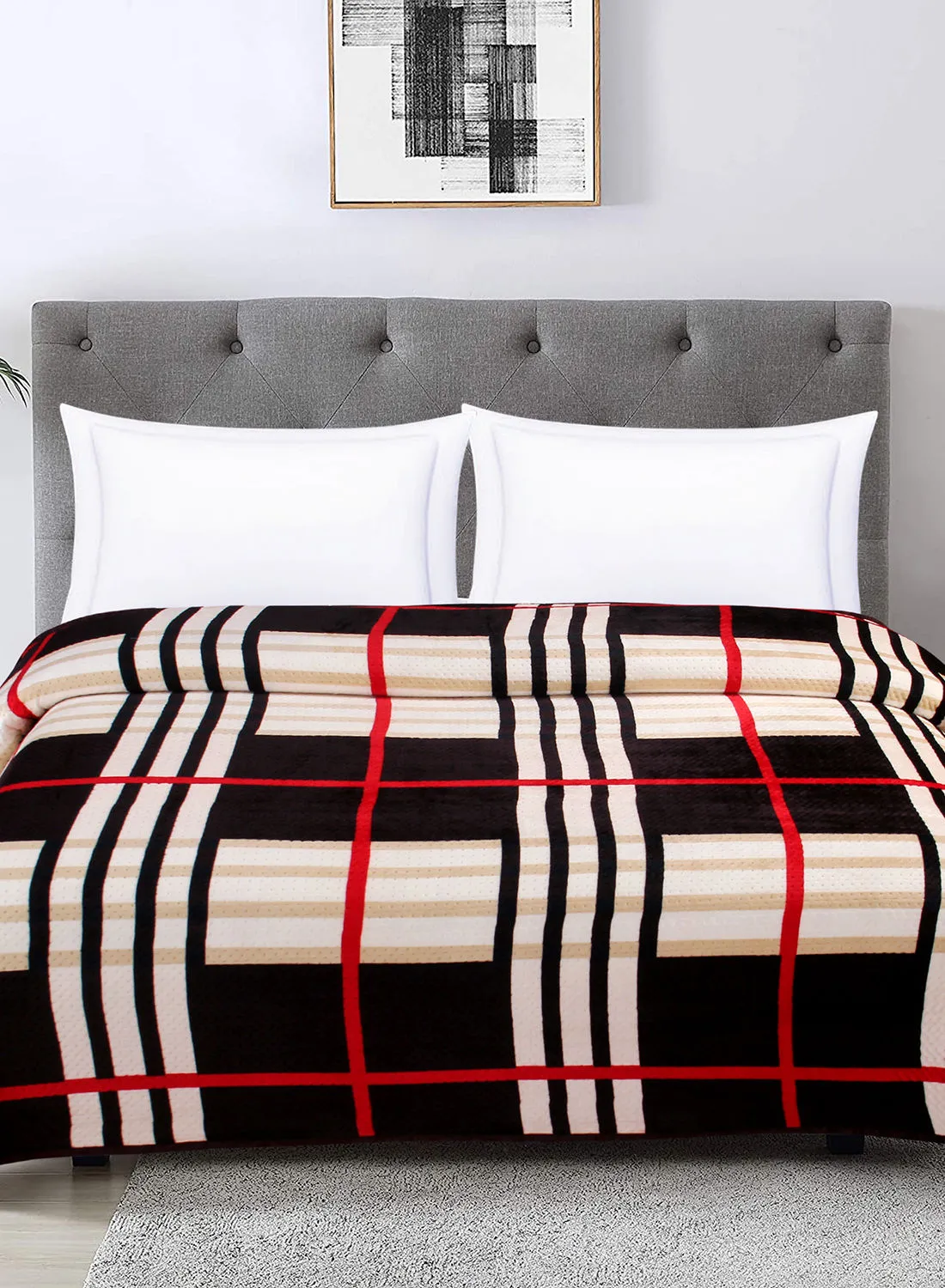 Hometown Light Blanket - 160X220 Cm - Geomatric Brown 100% Poyester100 GSM Ultra Plush For Sofa Or Bedroom