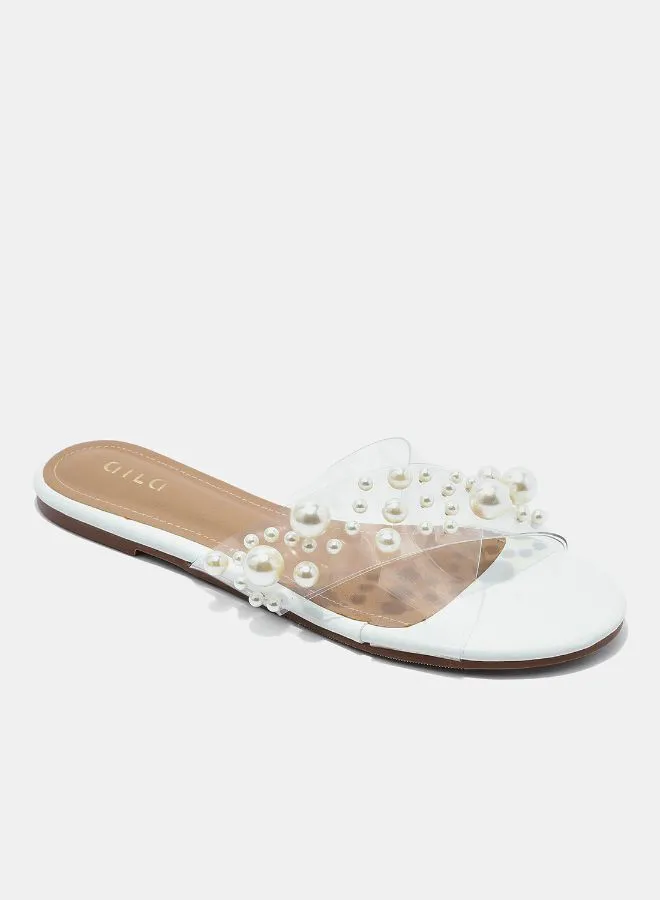 Aila Casual Flat Sandals Clear/White