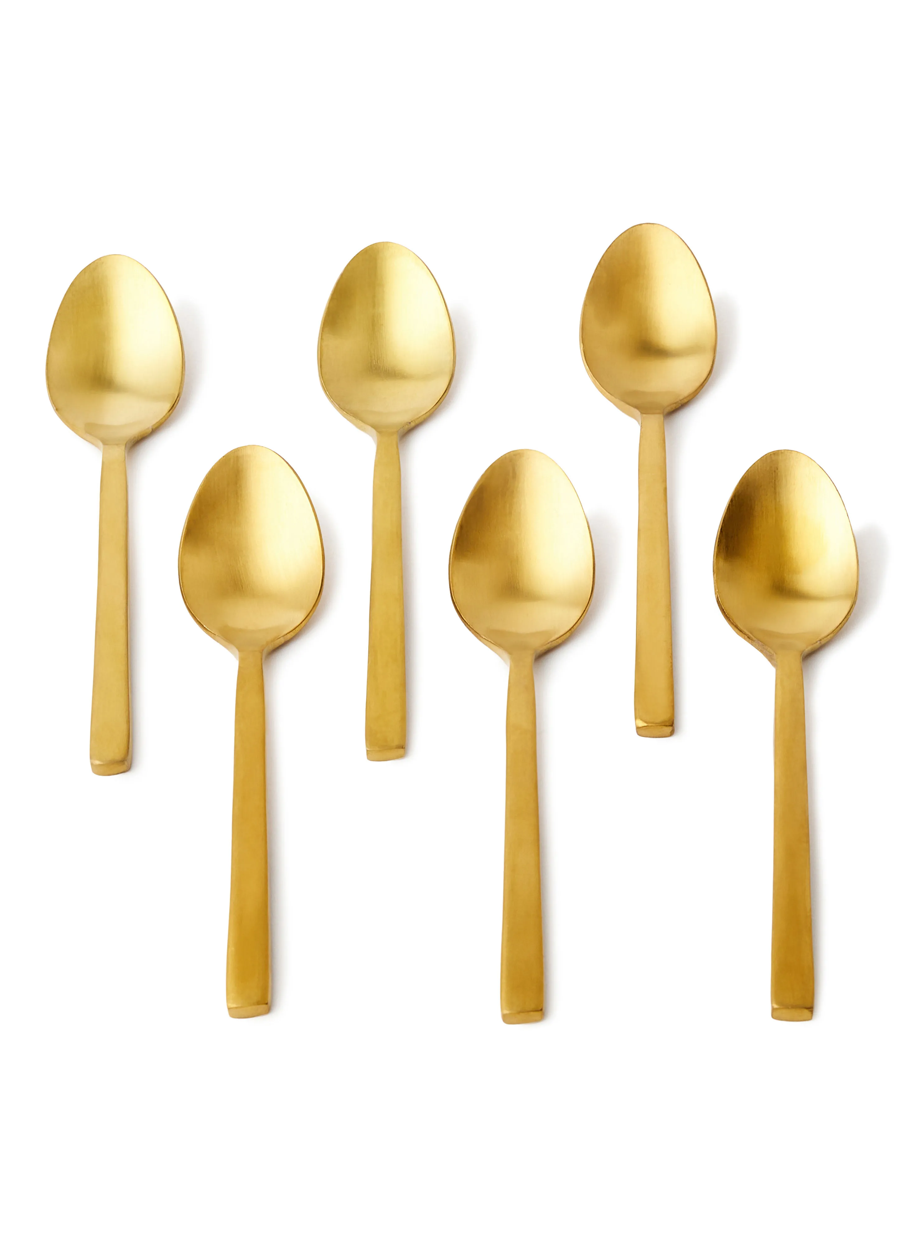 noon east 6 Piece Teaspoons Set - Made Of Stainless Steel - Silverware Flatware - Spoons - Spoon Set - Tea Spoons - Serves 6 - Design Gold Lyra